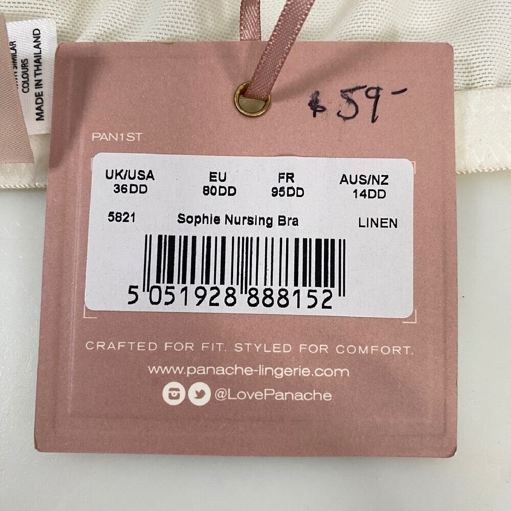 Panache Womens Sophie Nursing Bra 36DD NWT Linen Lace Wireless Adjustable Straps - Picture 12 of 15